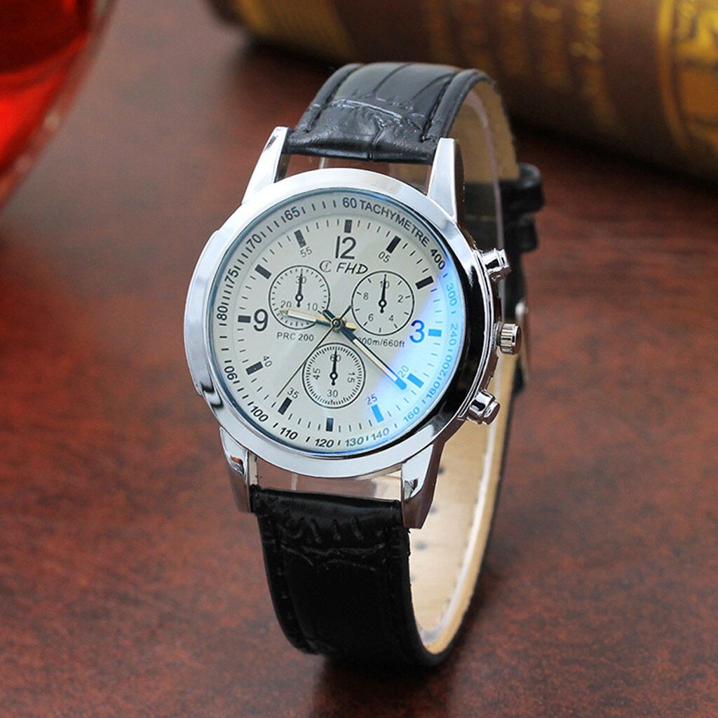 Mens Luxe Horloge Ray Glas Horloge Casual Neutrale Quartz Simuleert De Pols Horloge Business Horloge Reloj De Hombre