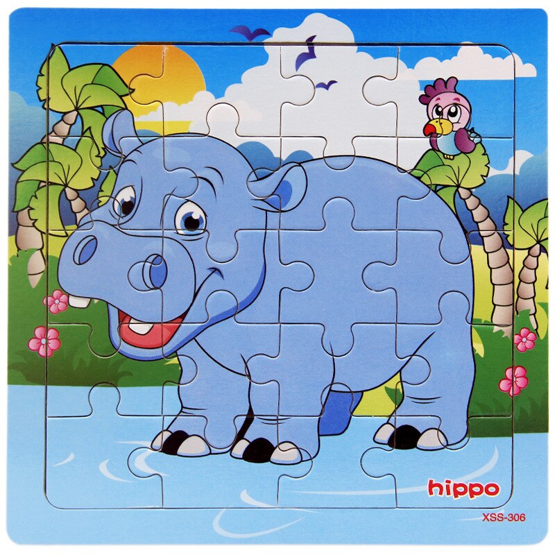 Kleine 3D Puzzle kinder 20 Stück von Holz Wald Tier Geschichte Puzzle Idiom Puzzle Pädagogisches Spielzeug: Blau