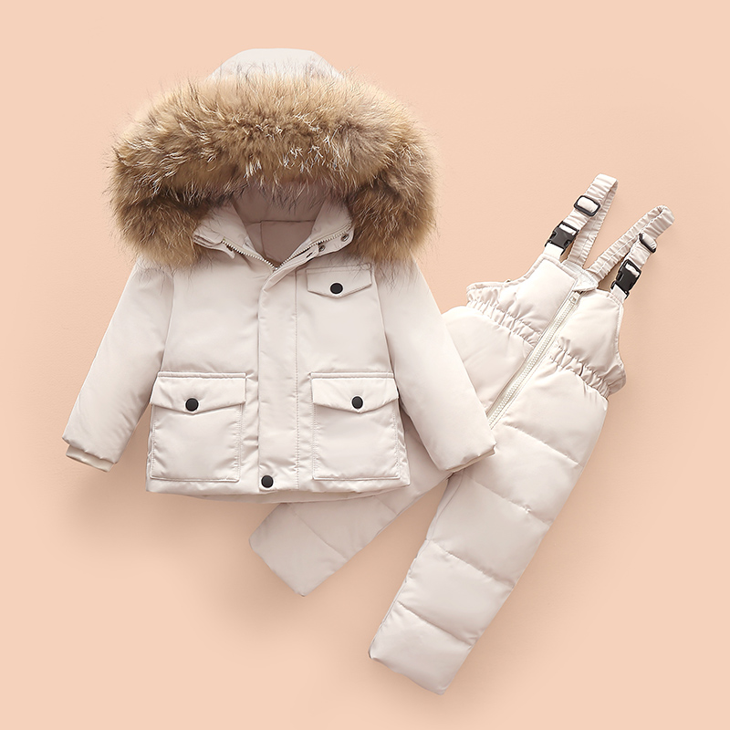 Kinderen Winter Outdoor Kleding Pak Wind En Sneeuw Verdikking Geschikt Voor 3-5 Jaar Oude Baby Meisje winter Jas Mode: WHITE / 5T