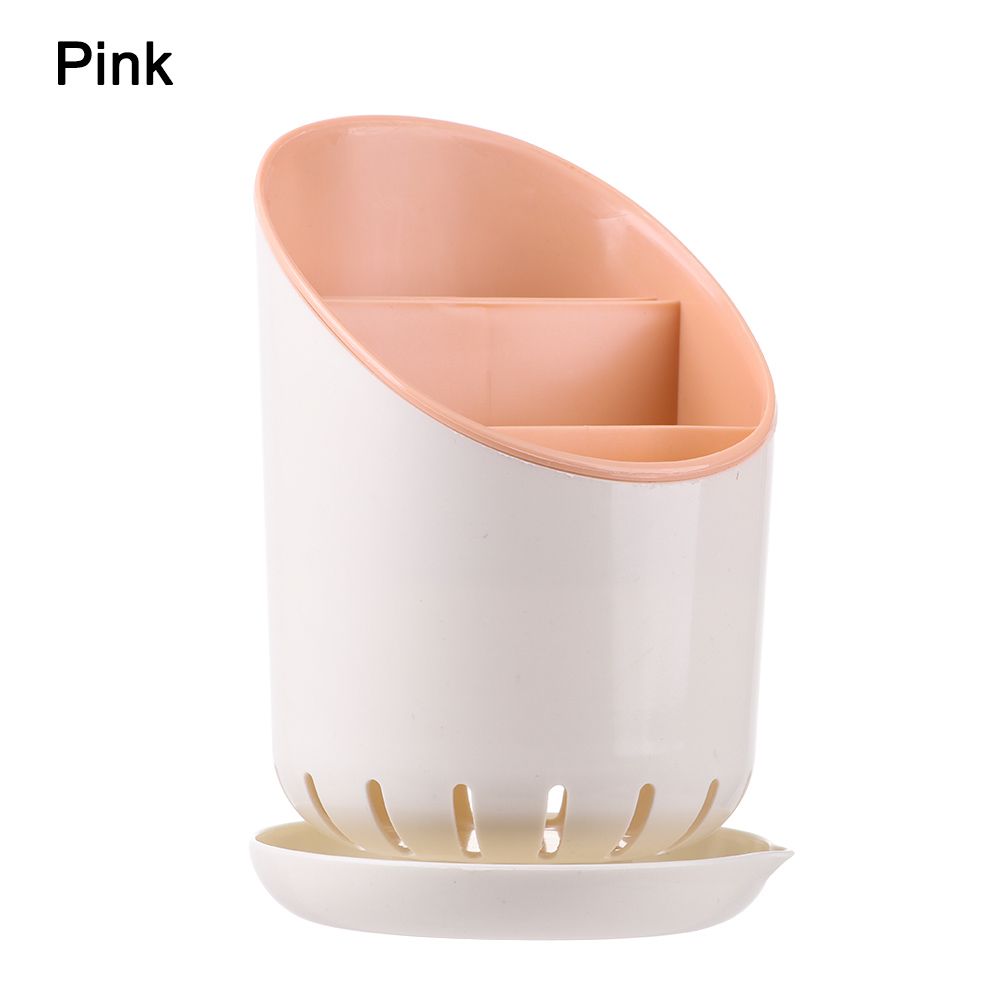 For Table Spoon Plastic Drainer Easy To Clean Home Storage Kitchen Tool Tableware Container Cutlery Storage Holder: pink