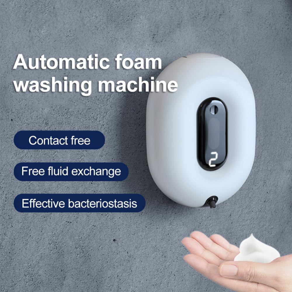 Dispensador de jabón automático para baño, dispositivo de espuma de inducción para lavar el teléfono móvil, pantalla Digital sin contacto, montado en la pared, infrarrojo
