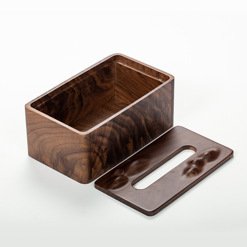 Nordic black walnut paper box solid wood tissue box Japanese living room wooden multifunctional storage box: B