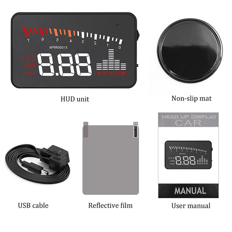 WIIYII X5 OBD2 Head-Up Display Speedometer Windshield Projector RPM Speed Alarm Car EU OBD HUD Display Auto Electronic