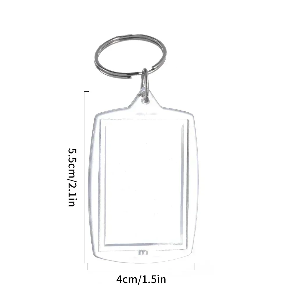 Transparent Blank Acrylic Photoes Frame Keychain DIY Photo Insert Rectangle Clothes/Octagonal Shape Split Ring Key Chain: black / black