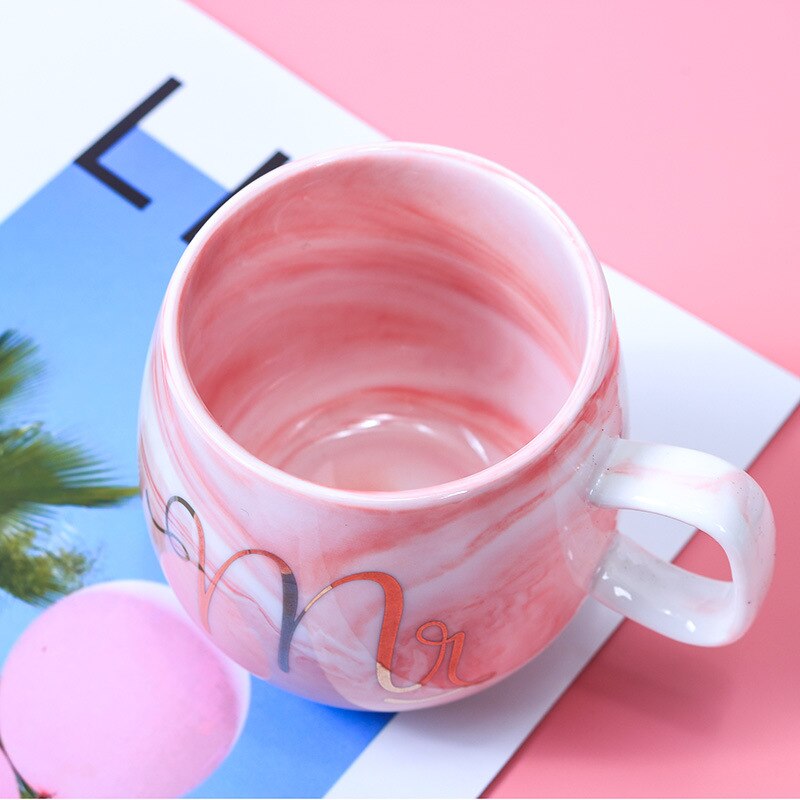 Tazas de café de flamenco, Taza de cerámica de viaje con patrón de mármol, pareja, taza de unicornio, 300-400ml