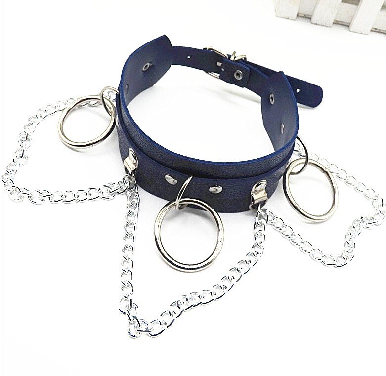 WKOUD EAM Neue Punk Joker Hip-hop Halskette Halsband Schmuck Halskette Dame Flut PF328: blue