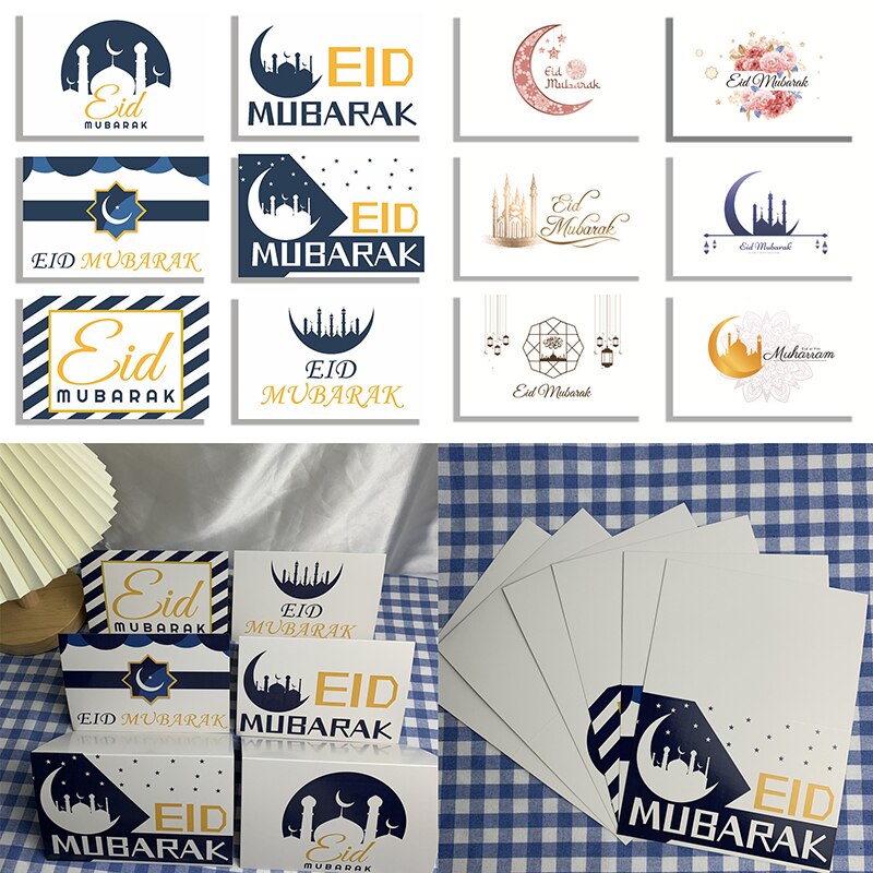 6 Pcs Eid Mubarak Invitation Cards Church Ramadan Islamic Muslim Greeting Card
