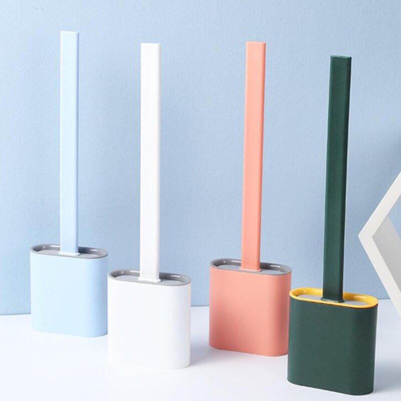 Nowa silikonowa szczotka robić WC płaska główka elastyczny miękki szczotka z włosia z szybkim uchwyt robić suszenia zestaw szczotka robić czyszczenia akcesoriów WC