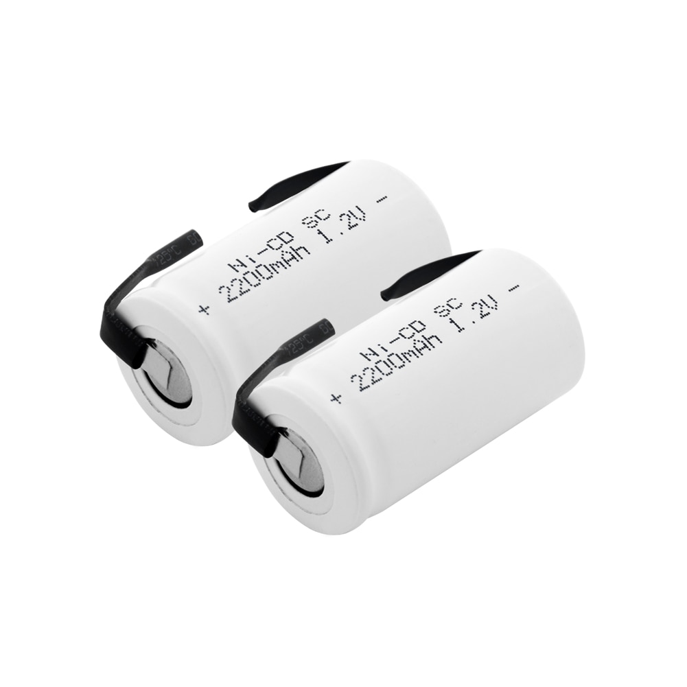 1-10Pcs 22*42mm Sub C SC Rechargeable Battery 1.2V 2200mAh NI-CD Batteries Cell With Welding Tabs For Electronic Tools