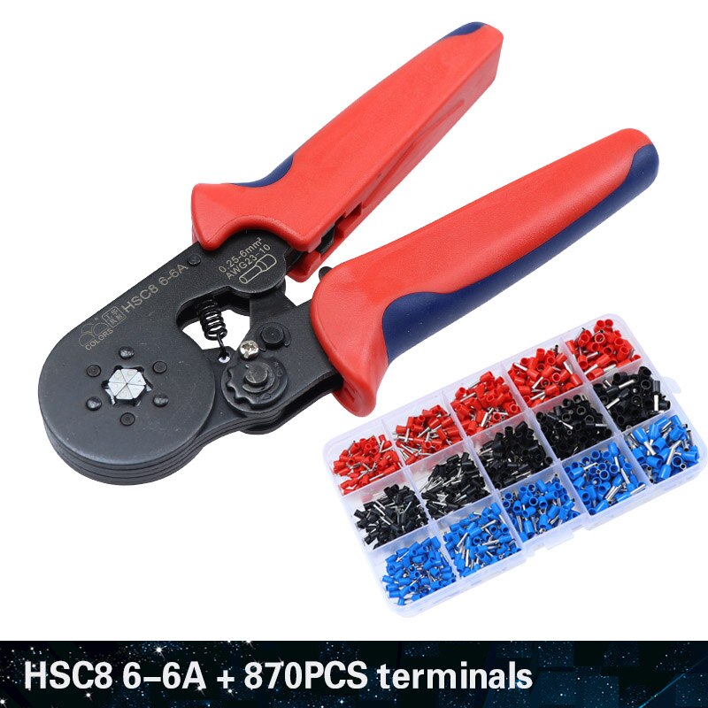 KLEUREN krimptang kabel crimp tang hsc8 6-6 clip wire stripper cutter tang set Elektrische terminal crimper mini gereedschap: HSC8 6-6A and 870