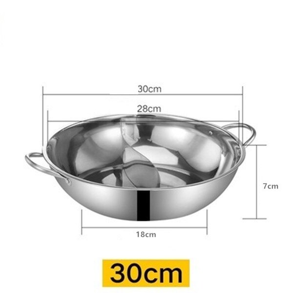Rustfrit stål pot hotpot induktion komfur gaskomfur kompatibel pot hjem køkken køkkengrej suppe gryde twin delt: 30cm