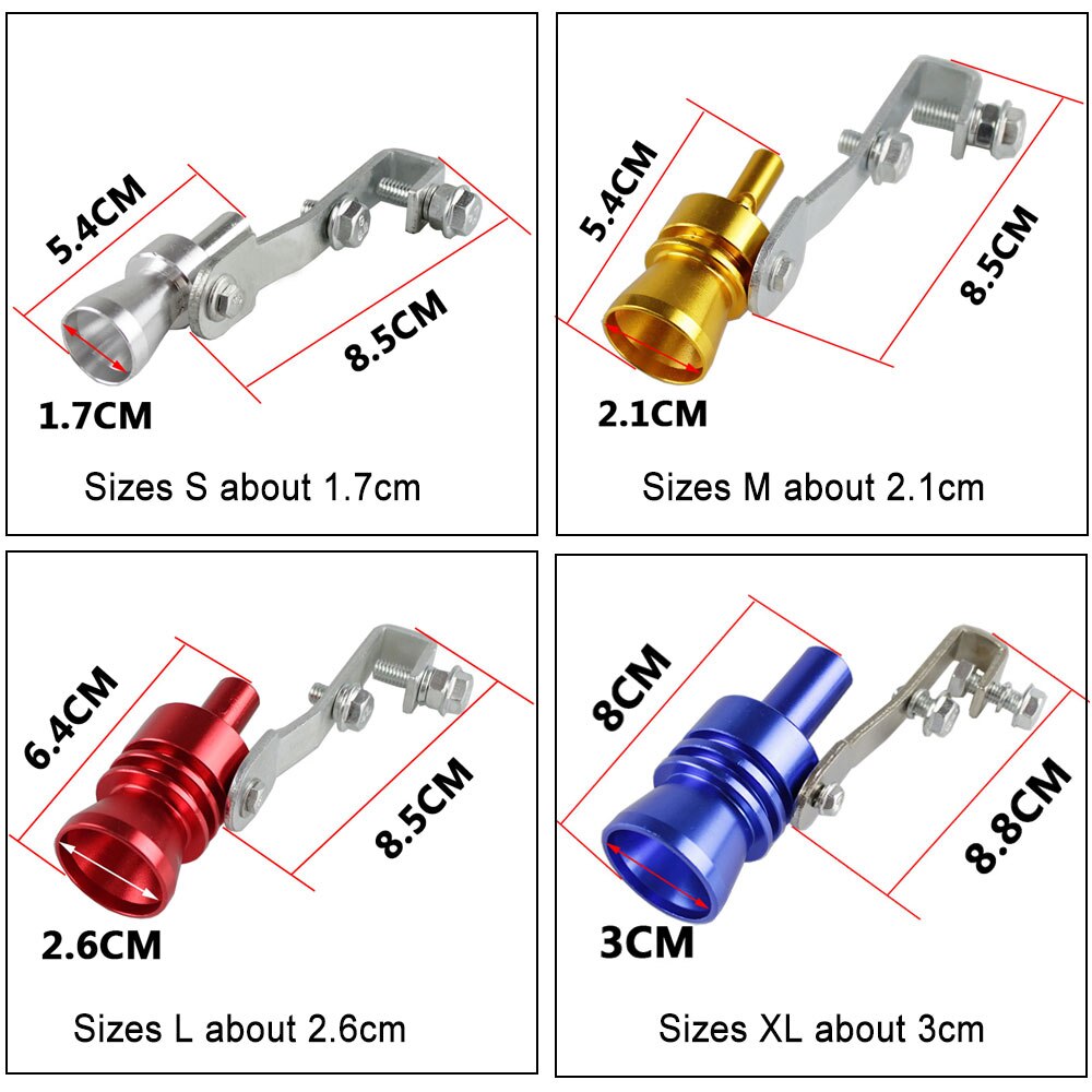S/M/L/Xl Universele Tuning Auto Turbo Sound Whistle Muffler Uitlaat Tip Klep 5 Kleuren Voor motorfiets Auto Rechte Uitlaat TUR006