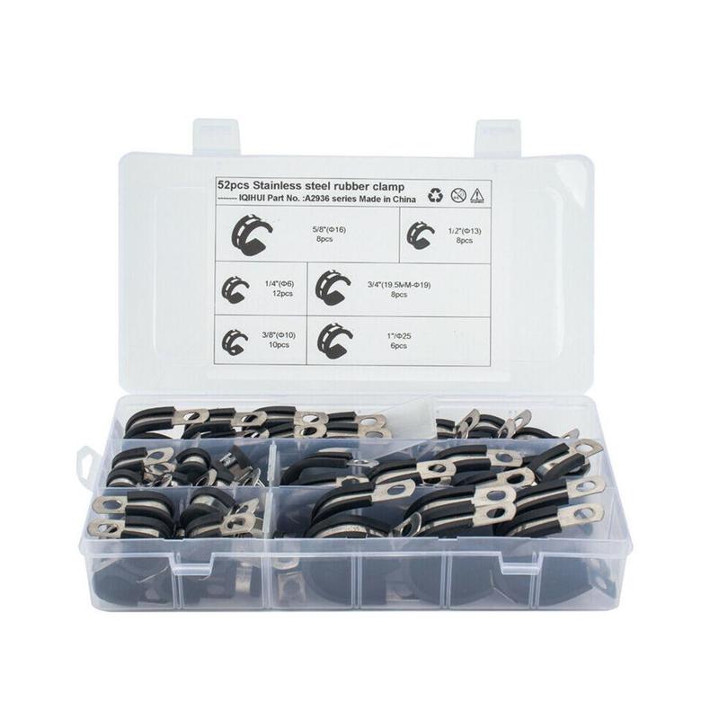 52 stücke Kabel Klemme Gummi Draht Klemmen Edelstahl Gummi Gepolstert Isolierte Klemme R bilden Metall Klemme Einfach zu Installieren
