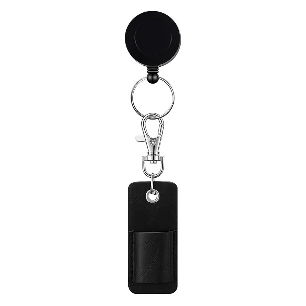 Penhouder sleutelhanger badgehouder penhouder hoesje penorganizer sleutelhanger met karabijnhaak PU leder intrekbaar