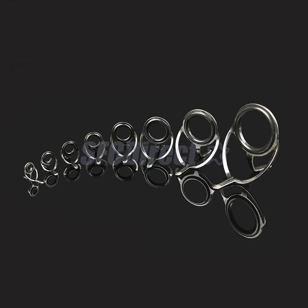 10Pcs Ceramic Rod Eye Rings Fishing Rod Guides Tip Stainless Steel Frame Rod Tips Building Component