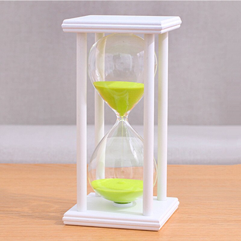 Wooden Sandglass Sand Hourglass 45/60 Minute 20.5*10*10 Countdown Timer Clock Xmas Birthday Home Decoration Reloj De Arena: White Green sand / 45mins