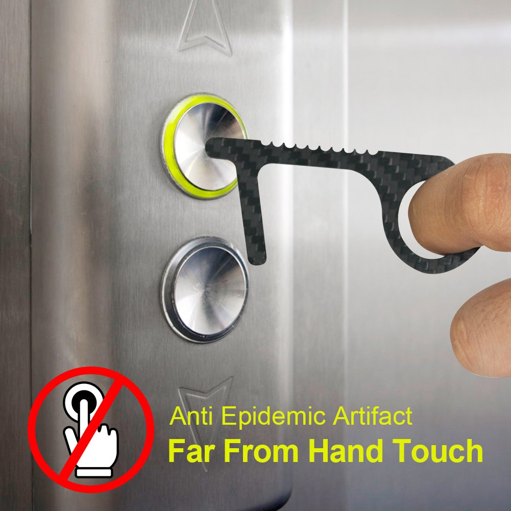 Bærbar intet tryk tryk elevator knap kontaktløs døråbner håndtag nøgle greb hygiejne hånd nøglering kontakt-fri sikkerhedsværktøj