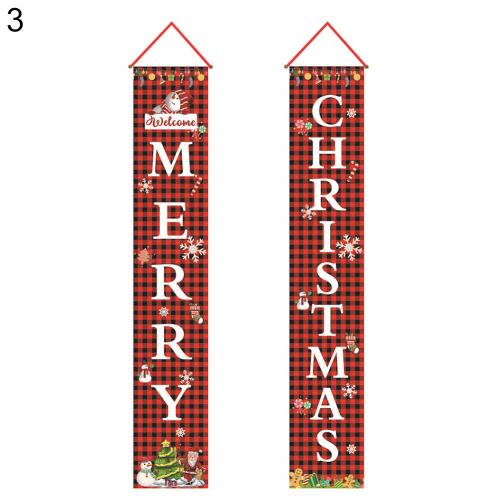 1 Pair Merry Christmas Welcome Door Hanging Signs Couplet Banner Party Decor: 3