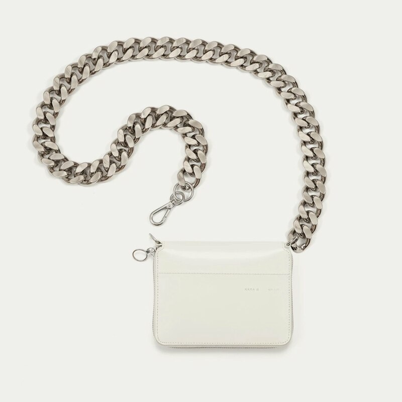 Dikke ketting schoudertas mini borsttas dames crossbody mobiele telefoon portemonnee kleine kaarthouder  a070: Wit 0