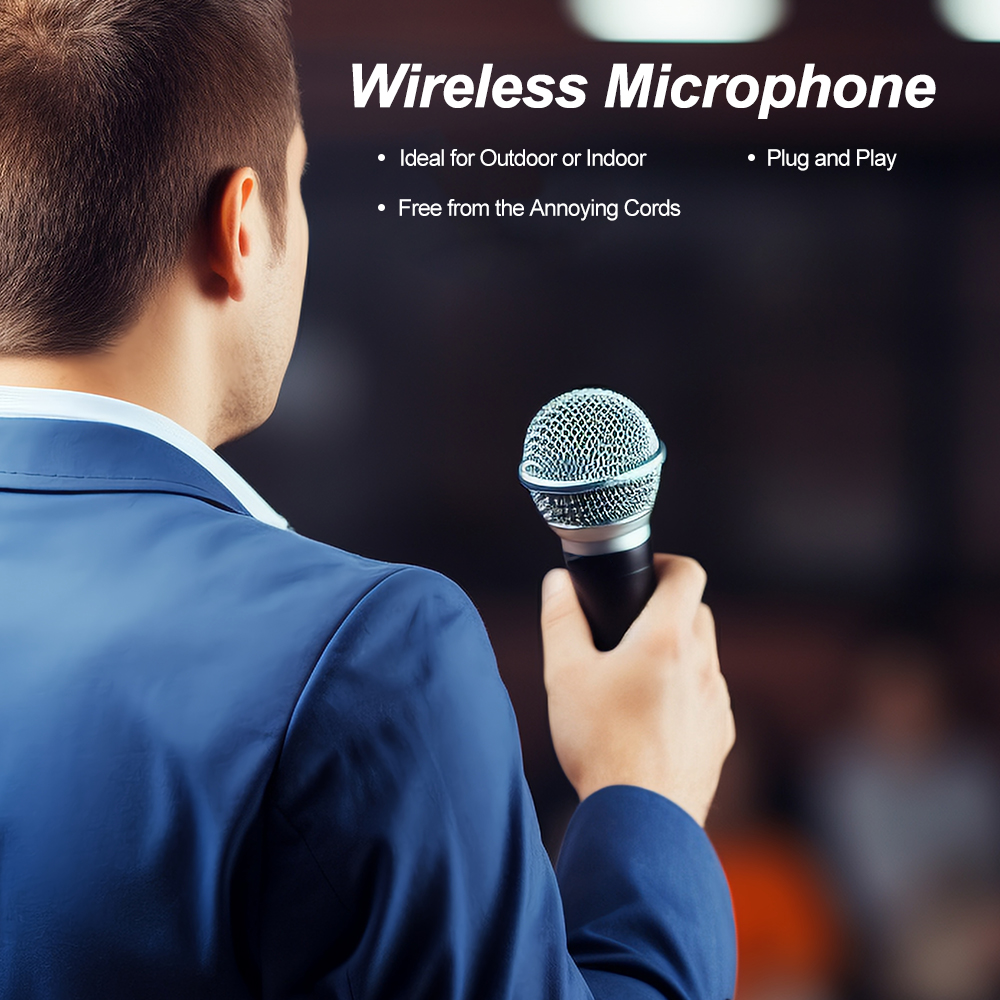 Mikrofon bezprzewodowy 2.4G UHF akumulatorowy mikrofon ręczny Karaoke zestawy wielomikrofonowe na imprezę na żywo spotkanie kościelne