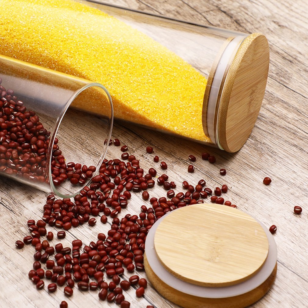 Frascos de vidro transparente selo frascos de grãos garrafas de armazenamento frasco de especiarias cozinha latas de armazenamento organização café conter tanque