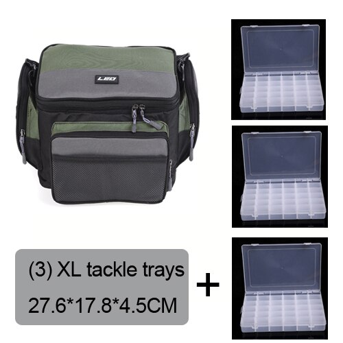 Waterproof Fishing Bag Large Capacity Multifunctional Lure Cap Fishing Tackle Pack Outdoor Shoulder Bags option Tackle Trays: Bag 3 Size XL Trays