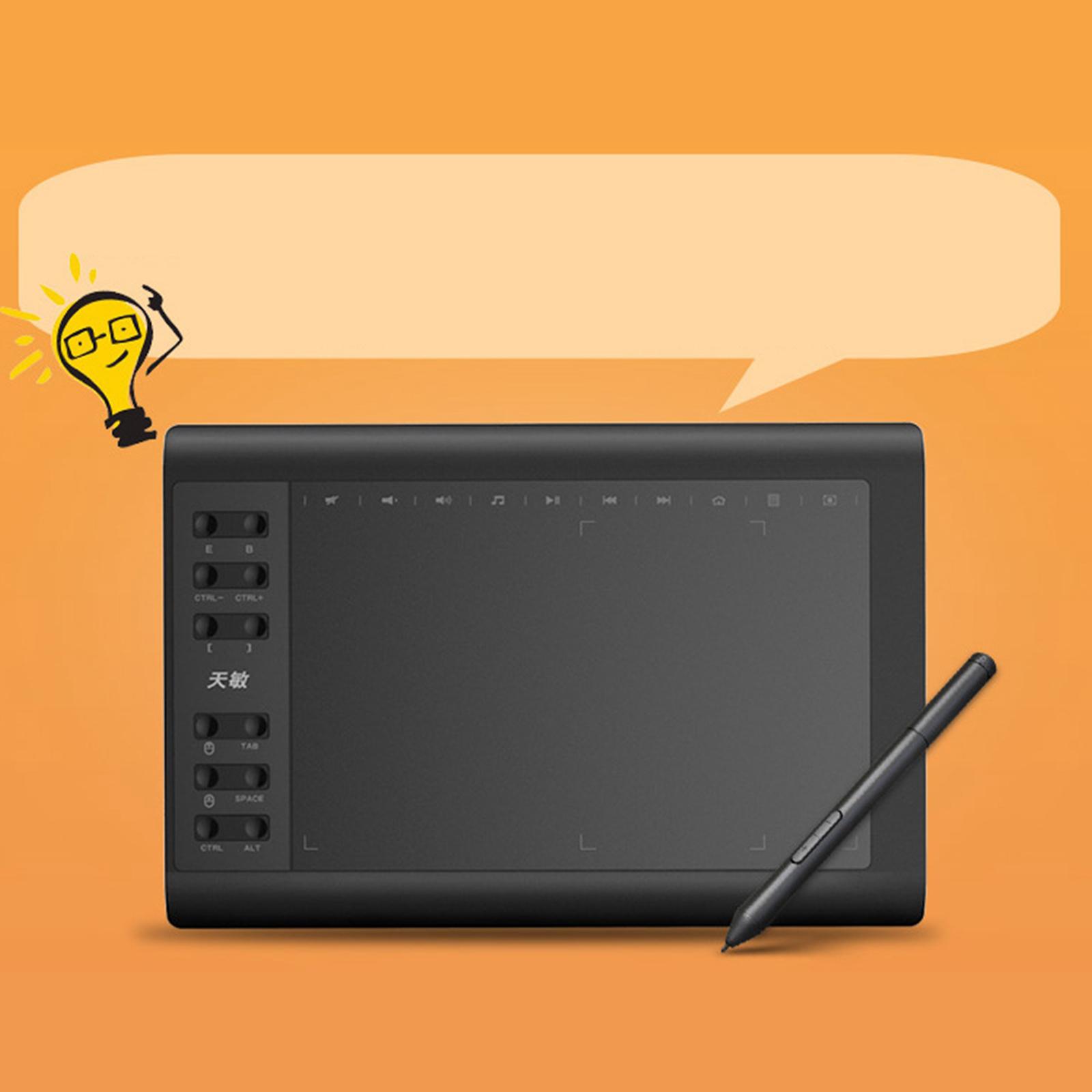 Large Screen 10x6&quot; Digital Drawing Tablet Graphics Tablets 8192-Level Passive Pen Painting Board for Mobile Phones Art Painting