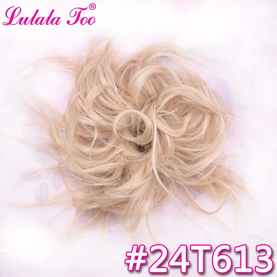 Lulalatoo 7 tommer rodet knold hår krøllet scrunchies kæde 45g elastik chignon bølget updo syntetisk hårstykke til kvinder: 24 t 613
