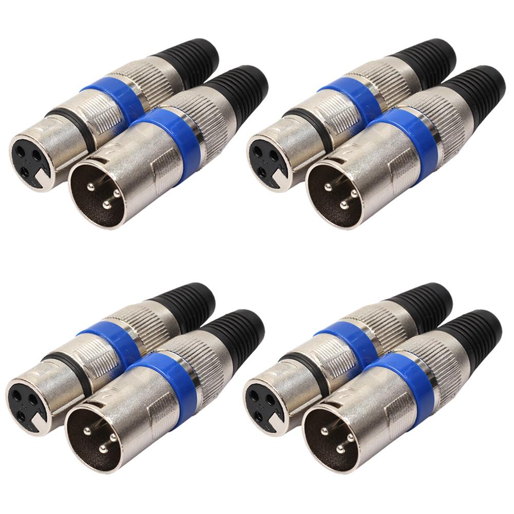 8 Stuks 4 Mannelijke 4 Vrouwelijke Xlr 3Pin Plug Microfoon Audio Kabel Connector Adapter Mini Draagbare Accessoires: Default Title