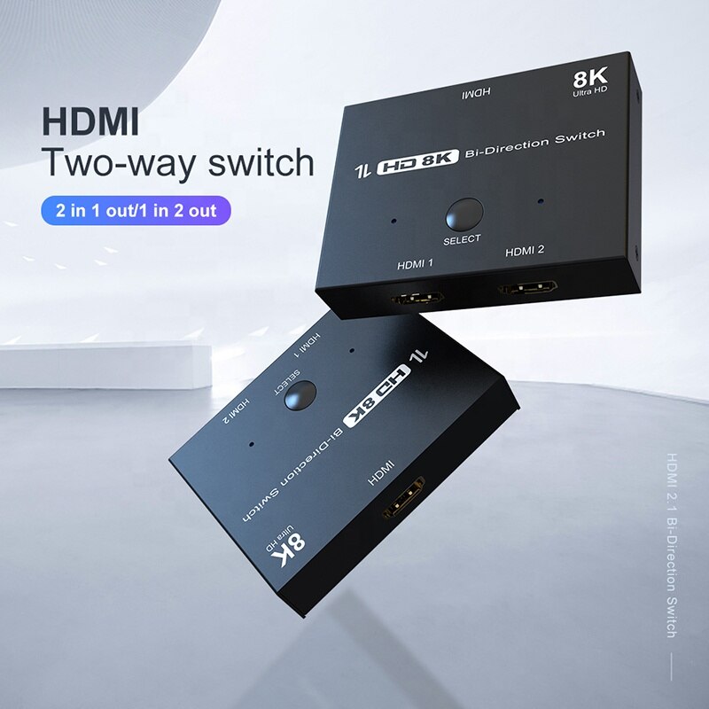 8K 2.1 8K 60Hz 4K 120Hz HDMI Bidirectional Bi Direction Switch Adapter 2 To 1 HDMI Splitter HDMI Switch Bi-Direction 1 In 2 Out