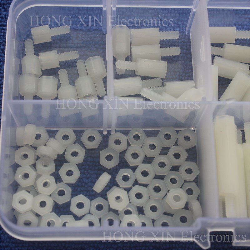 M2.5 White Male-Female Nylon Hex Thread Standoff Spacers PCB Screws nuts Bolt Assortment kit set Fastener Hardware