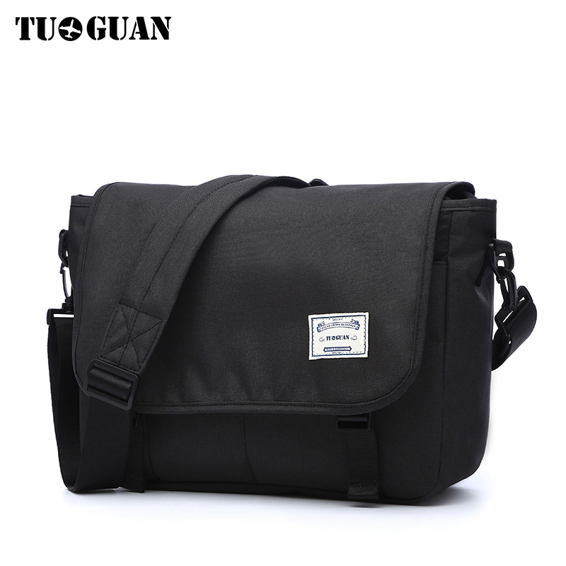 TUGUAN Men Messenger Bags Men's Business Travel Shoulder Bags female Canvas Briefcase Men Crossbody Bag Handbag XB1701T: Black