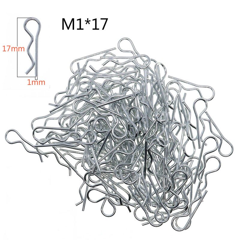 Pinces à cheveux en acier de Type R pour tracteur de voiture, 100 pièces, M1 M1.2 M1.6 1:8 1:10: M1x17mm / 100PCS