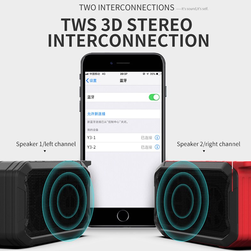 20W IPX7 Waterdichte Outdoor Bluetooth Speaker Draagbare, met Fm Radio Tws Stereo Draadloze Boombox Tf Aux Usb Outdoor Subwoofer
