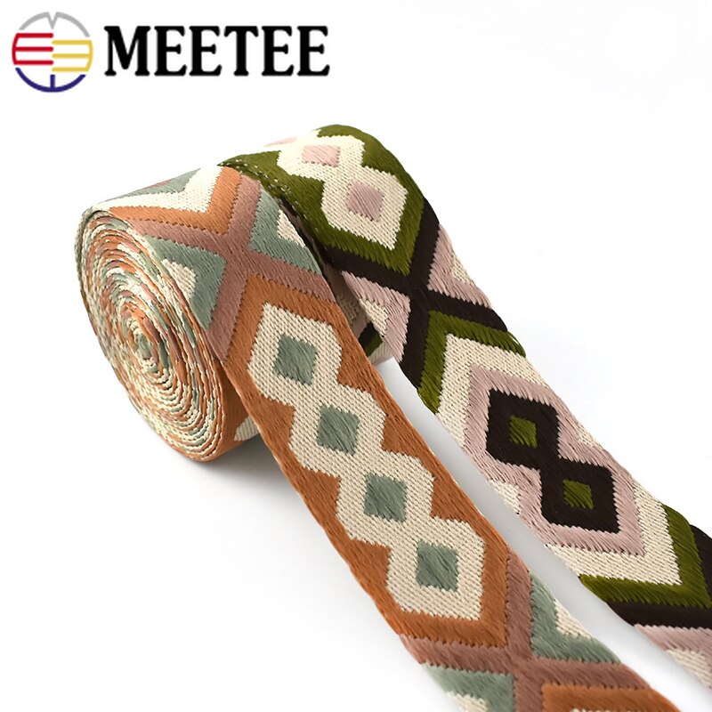 Meetee 2M 50Mm 2Mm Dik Polyester Jacquard Webbing Bag Riem Riem Geweven Patroon Lint Band Diy Kledingstuk naaien Omboordsels Tape