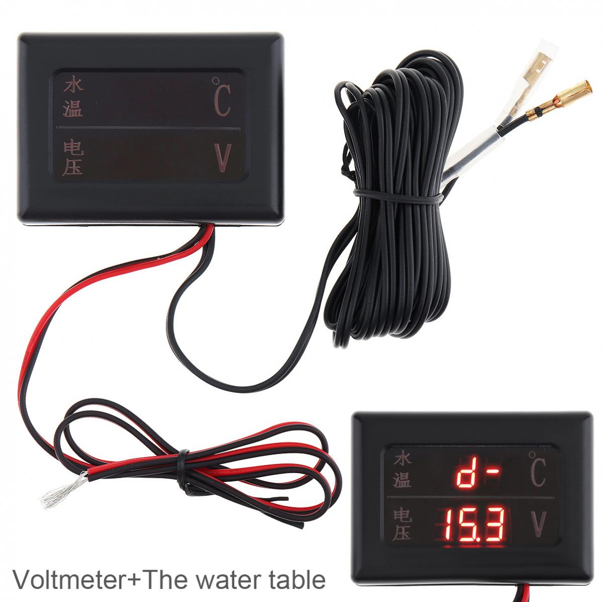 12V Universele 2 In 1 Auto Digitale Anti-Shake Water Temperatuurmeter + Volt Gauge Met Sensor Voor auto/Vrachtwagen