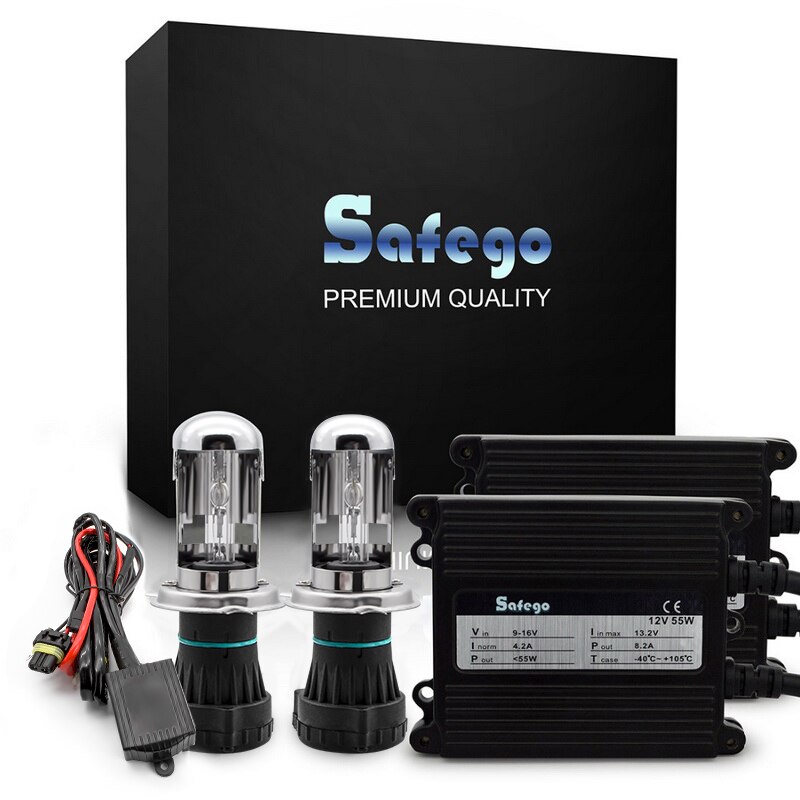 Safego AC 12V hid xenon kit 55w H4-3 Bi xenon H4 hoge Lage Hi/lo Bixenon kit 4300K 5000K 6000K h4 xenon 55w auto koplamp lampen