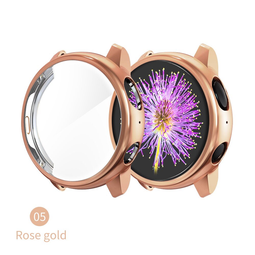 Coque pour Samsung galaxy watch active 2 active 1 housse pare-chocs accessoires protecteur couverture complète silicone Protection d'écran: Rose gold / Active2 44mm