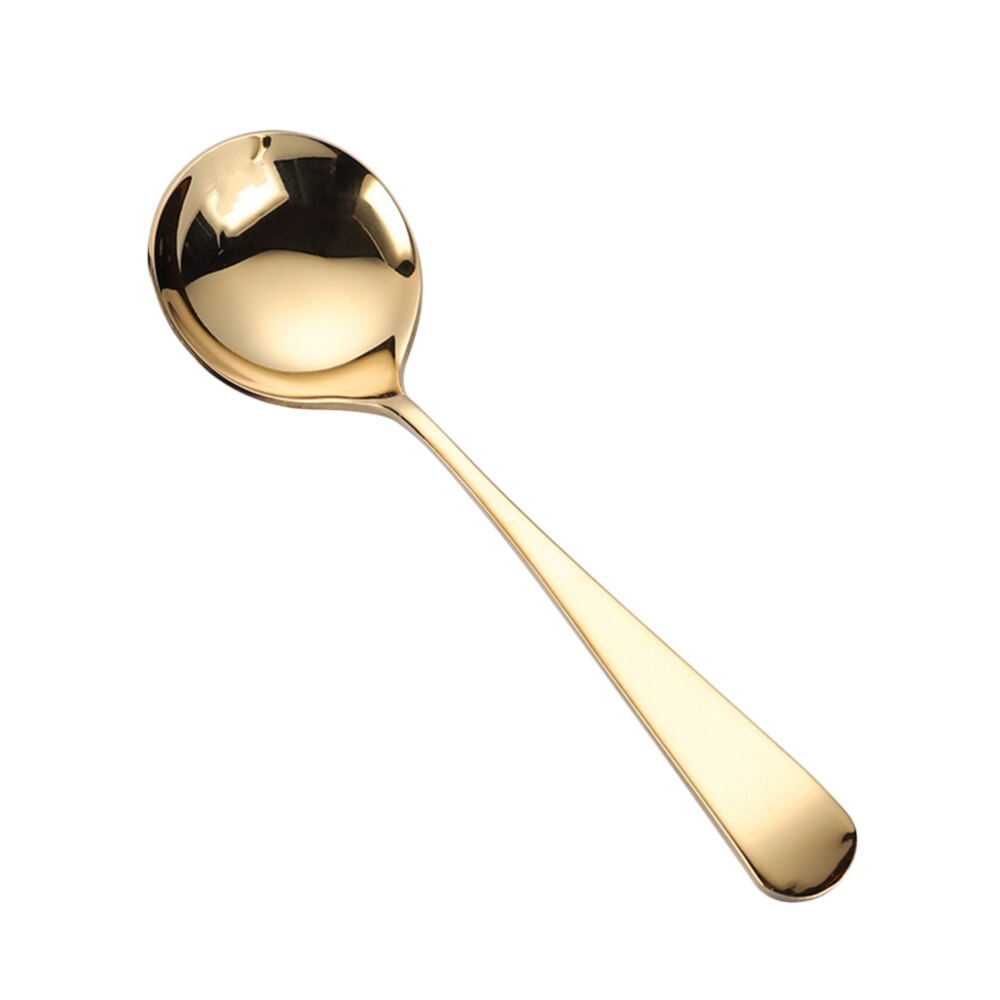 3pcs Silver 304 Stainless Steel Spoon Dessert Serving Spoon Tableware Round Spoon for Home Restaurant: Golden