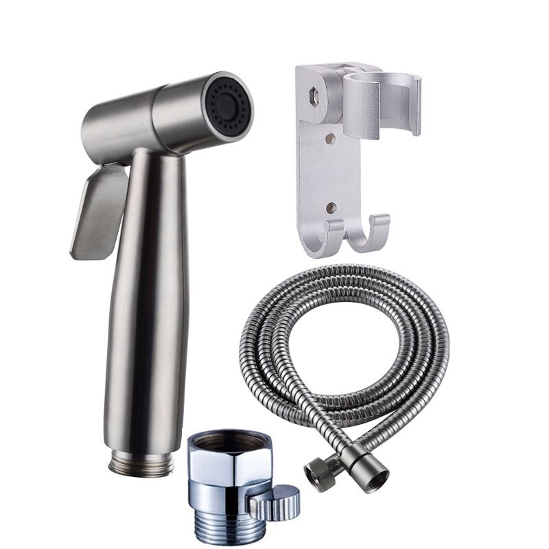 Wetips stål håndholdt hygiejnisk bruser bærbar toilet vandsprøjte toilet bidet mixer bidet hoved hygiejnisk bruser bidet vandhane: Bidet sæt 8