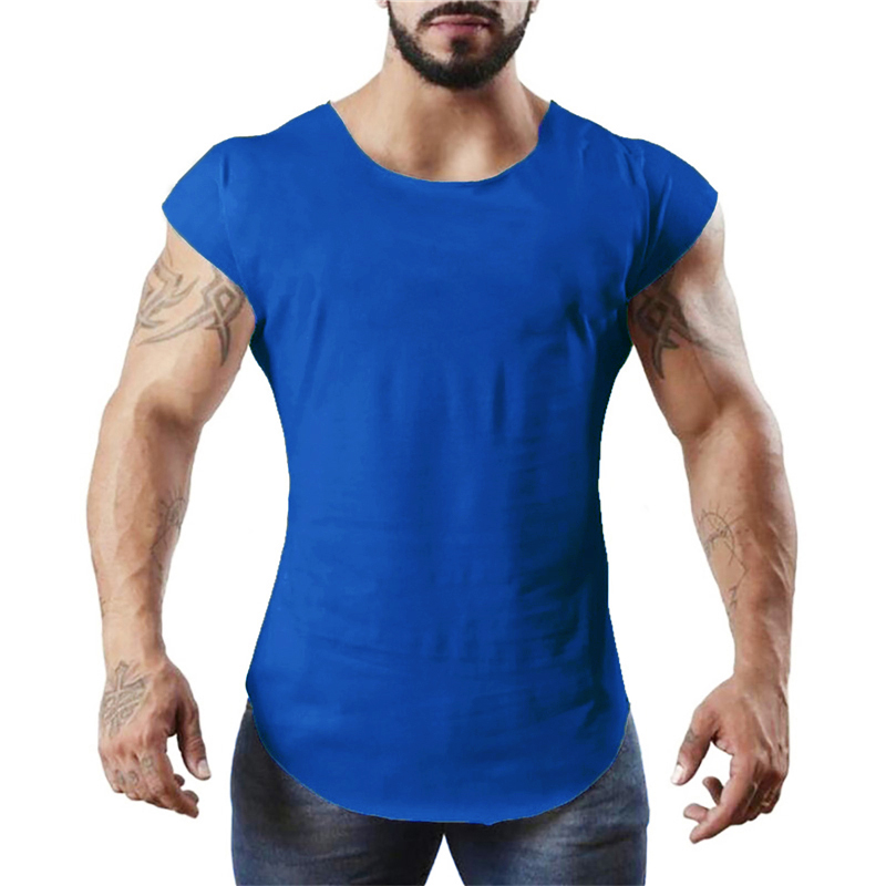 Enfärgade fitnesskläder herr casual hiphop bomullsvästar slim fit ärmlösa andningsbara skjortor gym bodybuilding muskeltröjor