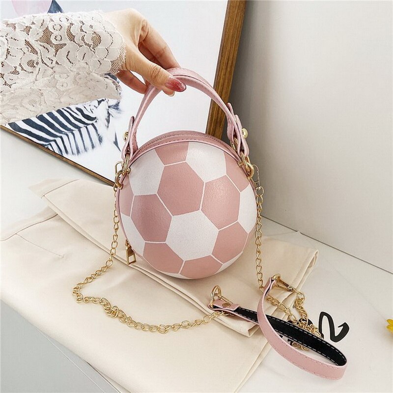 Small Personality Basketball Hand Bag Women Chains Handbag Letter Shoulder Messenger Bag Female Mini Round Tote: 6