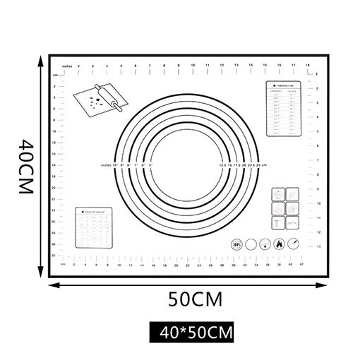 Multifunction Baking Mat Scale Food Grade Silicone Baking Tray Pad Fondant Pad High temperature resistance Placemat Dish: 50x40cm