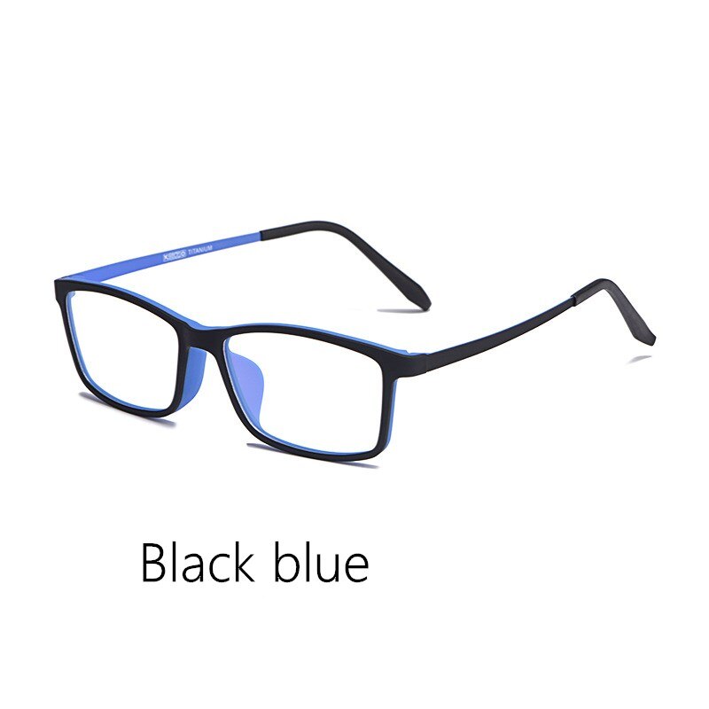Business Glasses Frame Men TR90 Glasses Frame Female Square Frame Elastic Paint Titanium Temple Prescription Glasses HR3048: Black blue