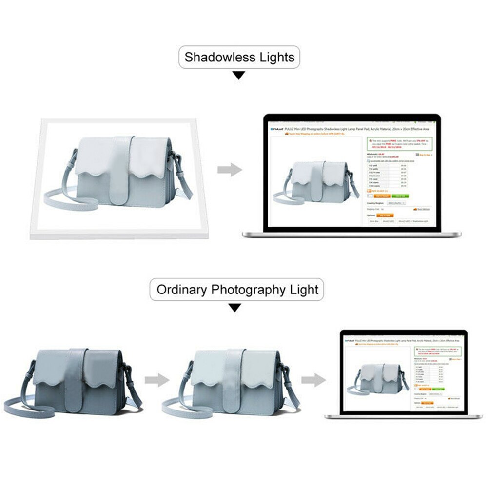Cojín de fondo de 20 Cm, Panel de luz LED sin sombra, lámpara para fotografía, tablero de acrílico, estudio fotográfico, súper brillante, caja suave de fácil aplicación