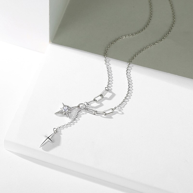 VOQ collana con ciondolo a croce da donna Color argento moda 2021 nuovi accessori per gioielli da donna