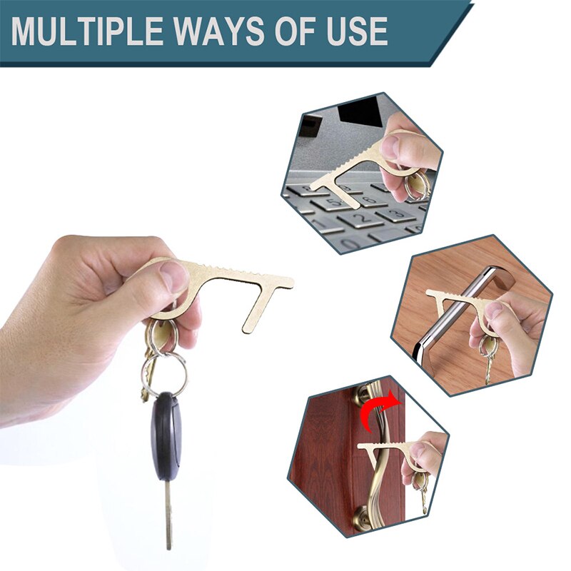 Non-Contact Safety Door Opener Contactless Safety Door Opener Safety Protection Isolation Brass Key Door Handles Clean-Key