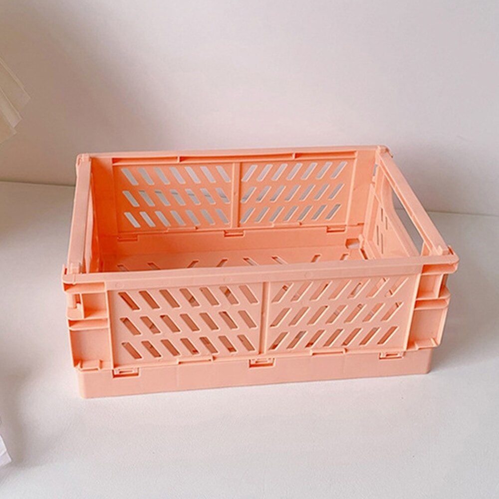Collapsible Crate Plastic Folding Storage Box Basket Utility Cosmetic Container Desktop Holder Home Use^*