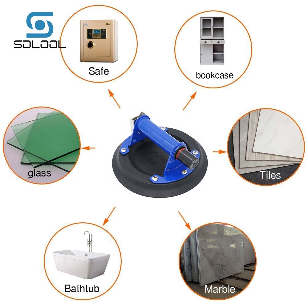 8’’ Vacuum Suction Cup Glass Lifter With Metal Handle for Stone Slab Marble Granite Glass Heavy Duty Lifting Tool