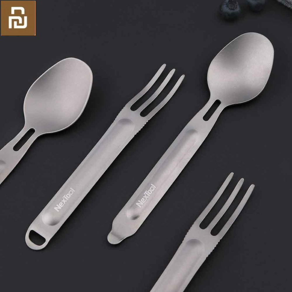 Xiaomi Netool Outdoor Titanium Fork Spoon Antibacterial Non-toxic Durable Non-rust Light Sturdy Convenien Portable Storage Box
